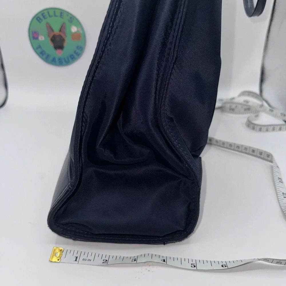 Tory Burch Ella Tote Navy Nylon Small‎ Bag Largo Logo Patch Double Handle